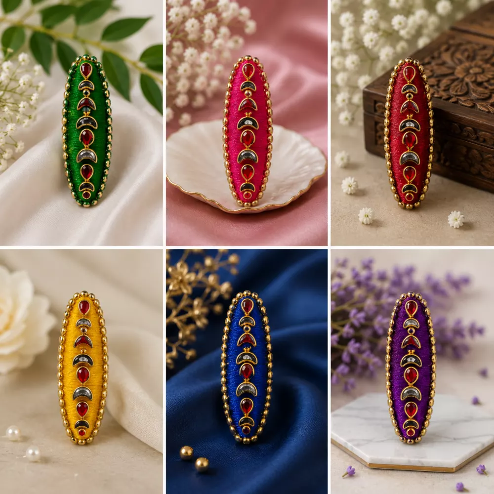 Gemstone thread saree pin color grid.